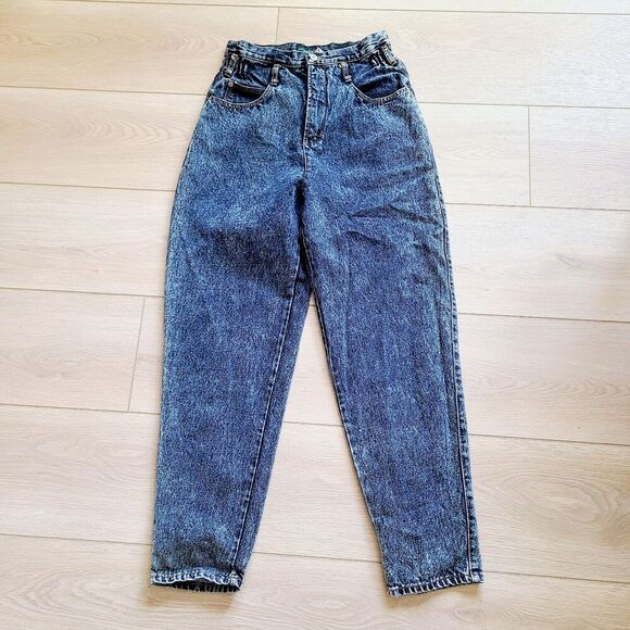 Vintage Jordache Mom Jeans‎ Blue Acid Wash Rose Embroidered High-Rise Denim - Picture 2 of 10